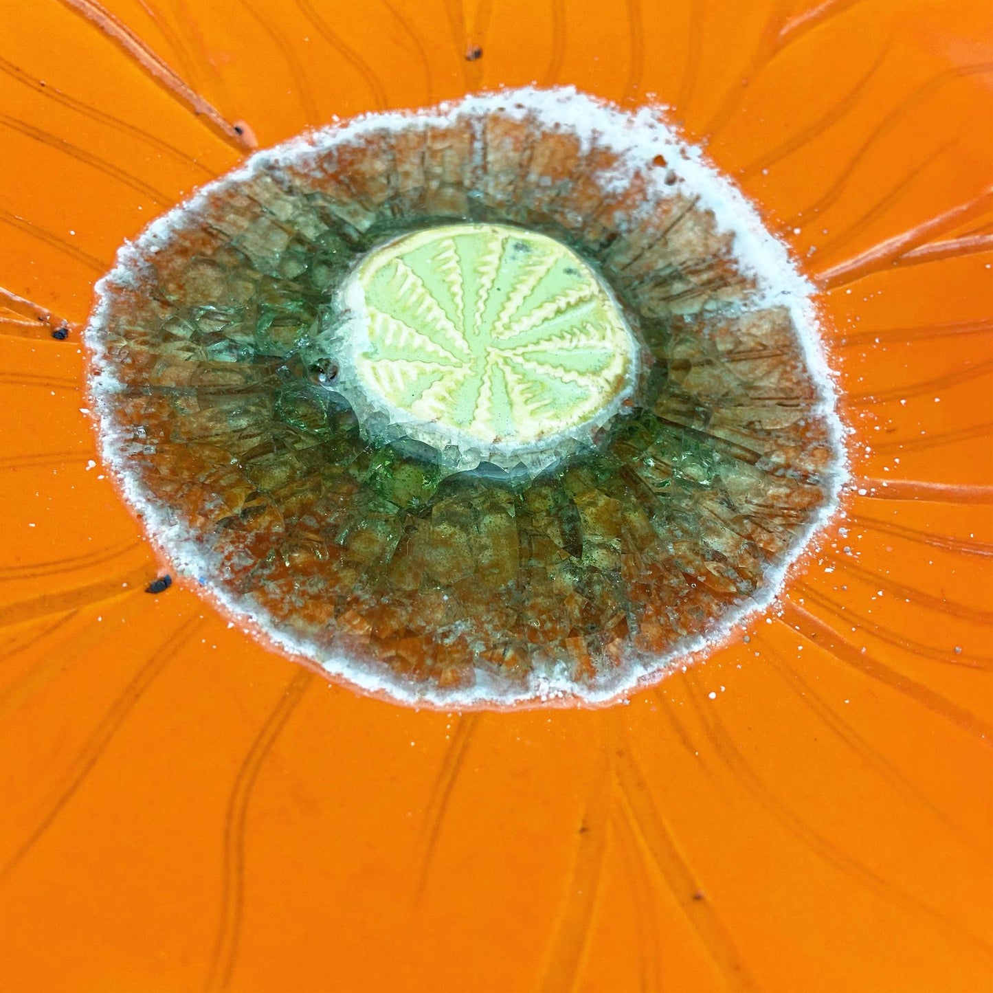 Ceramic Wall Art - Orange Flower - Medium