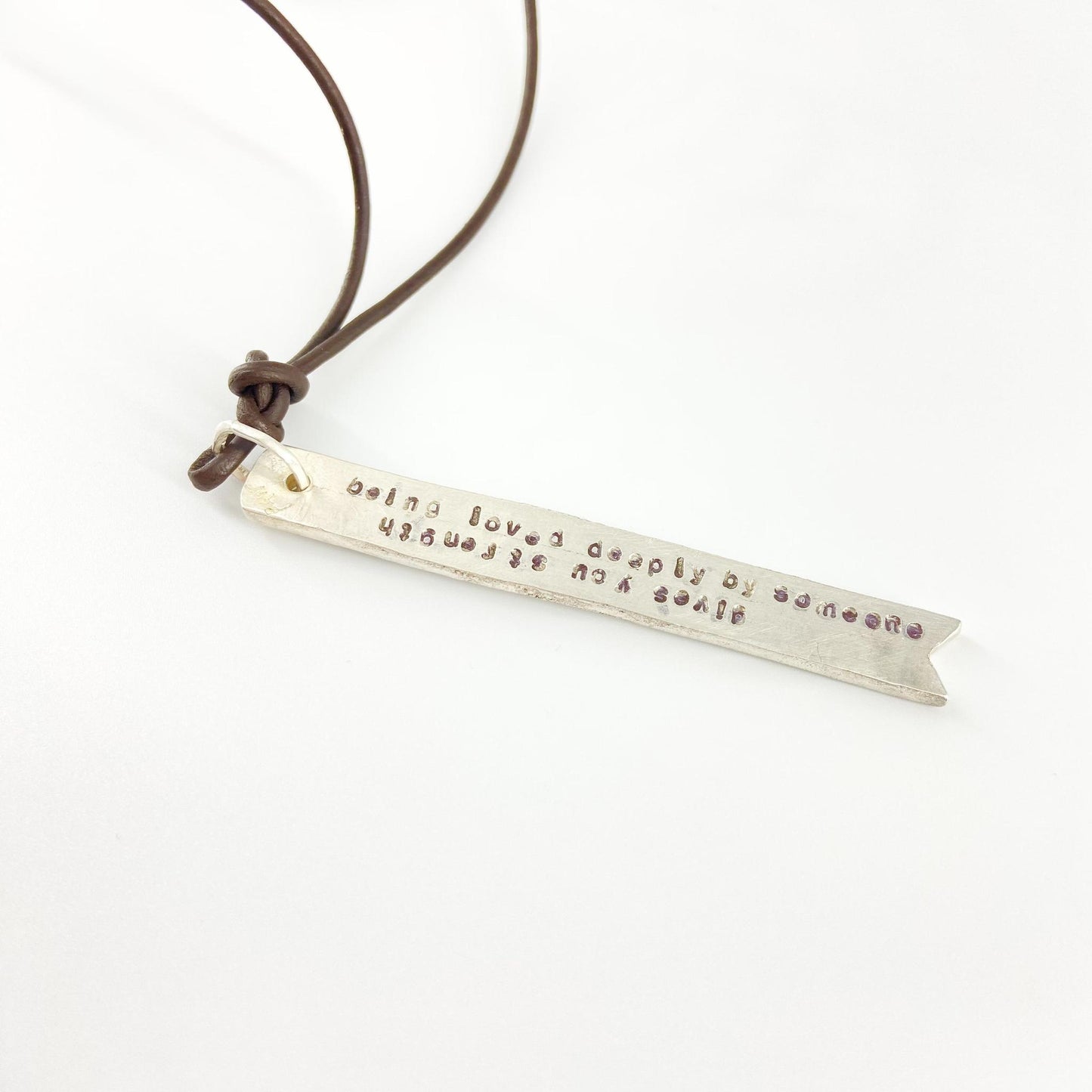 Necklace - "Being loved deeply..." - Leather/Sterling