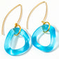 Earrings - Ruffled Glass Hoops on 14kt Goldfill - Aqua