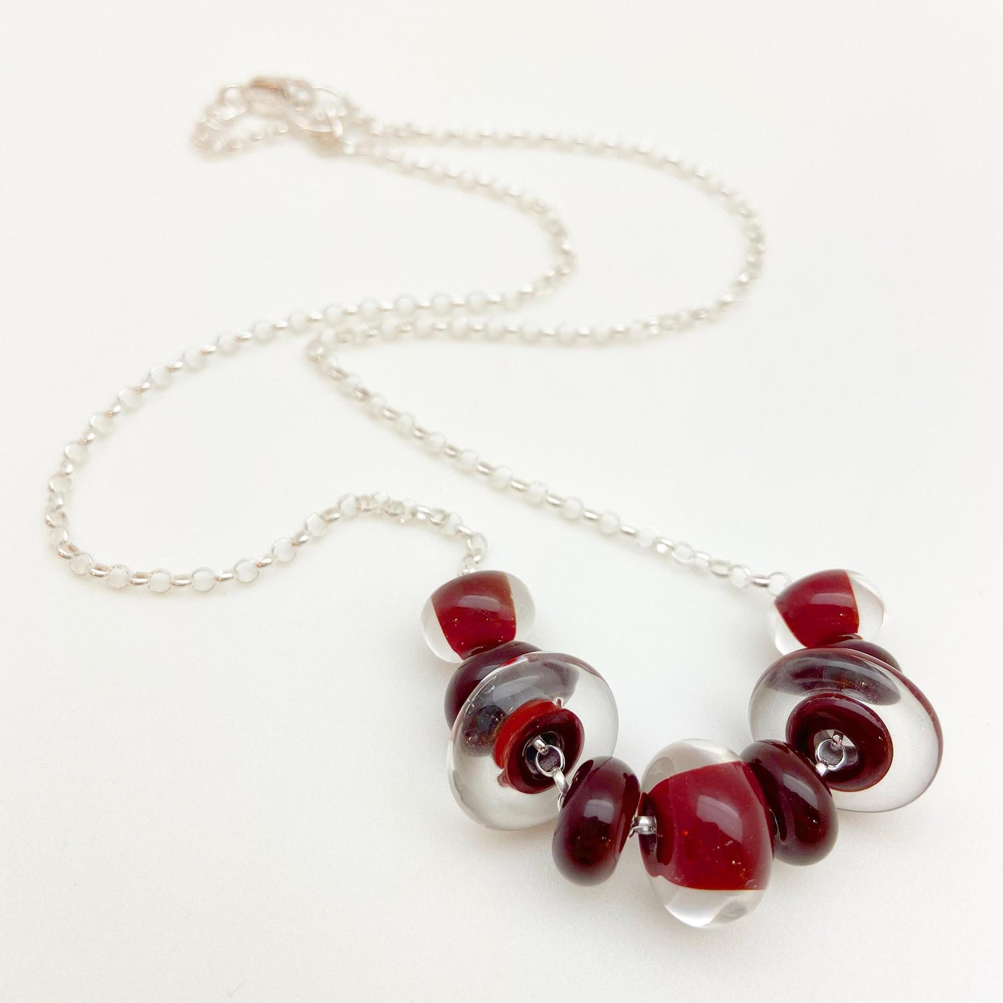 Necklace - Glass "Lifesaver" Beads - Dark Red