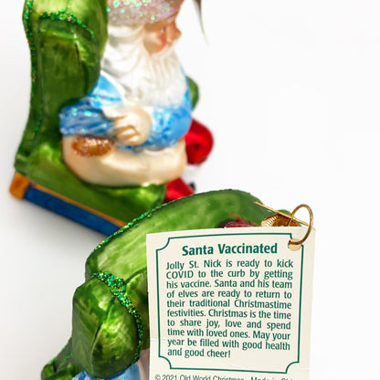 Ornament - Blown Glass - Santa Vaccinated
