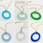 Necklace - Reclaimed Glass Circle - 14kt Goldfill Chain