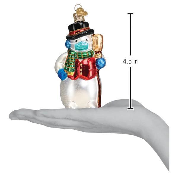 Ornament - Blown Glass - Snowman with Face Mask