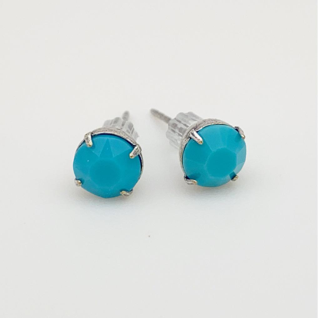 Stud Earrings - Real Crystals in Sterling Silver Bezel