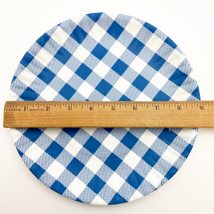 Plate - Melamine "Paper Plate" - Blue Gingham