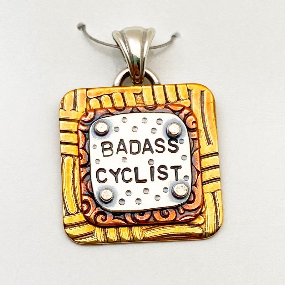 Pendant - Badass Cyclist - Small Square