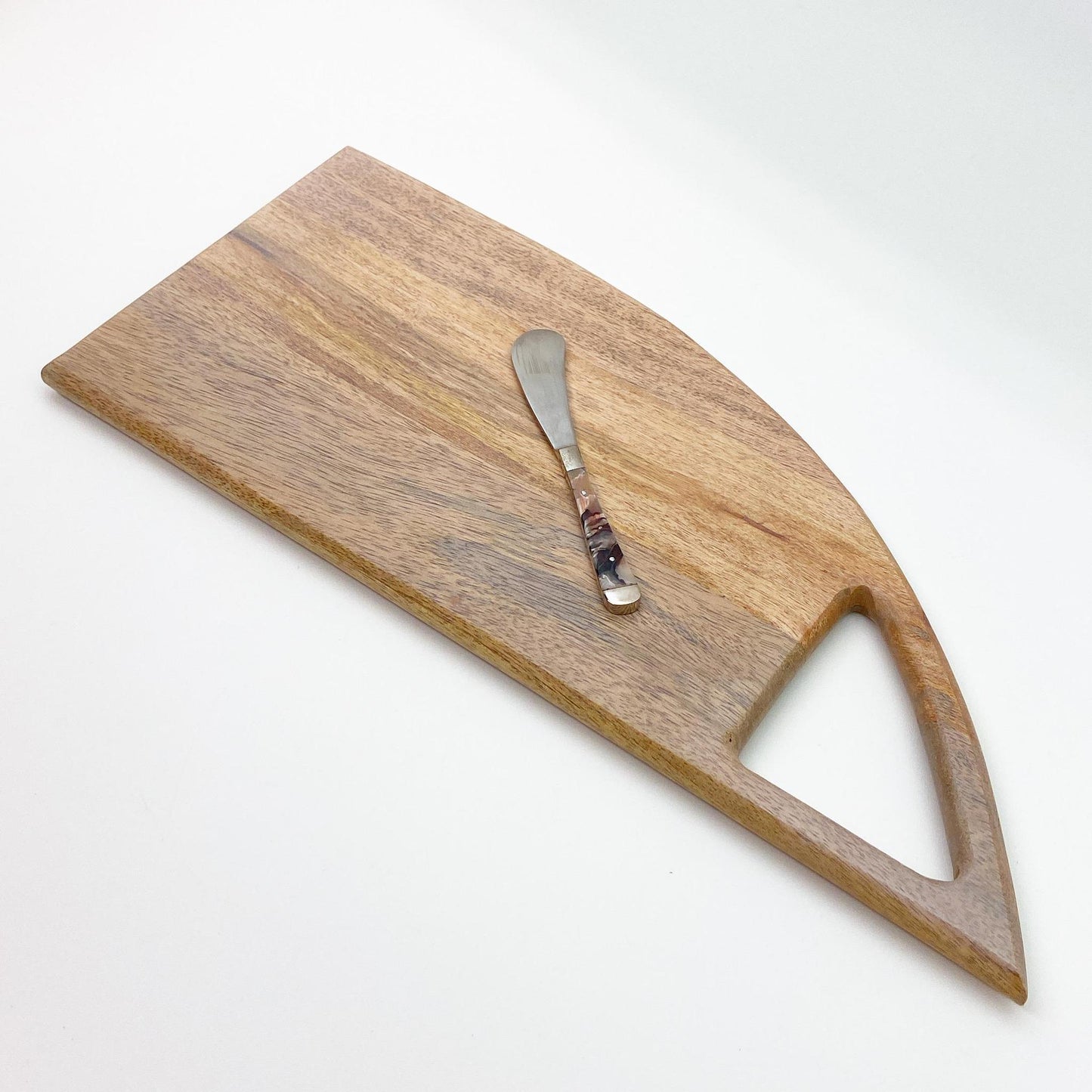 Tray - Cheese / Charcuterie Board - Mango Wood - Sculpted with Triangle Handle