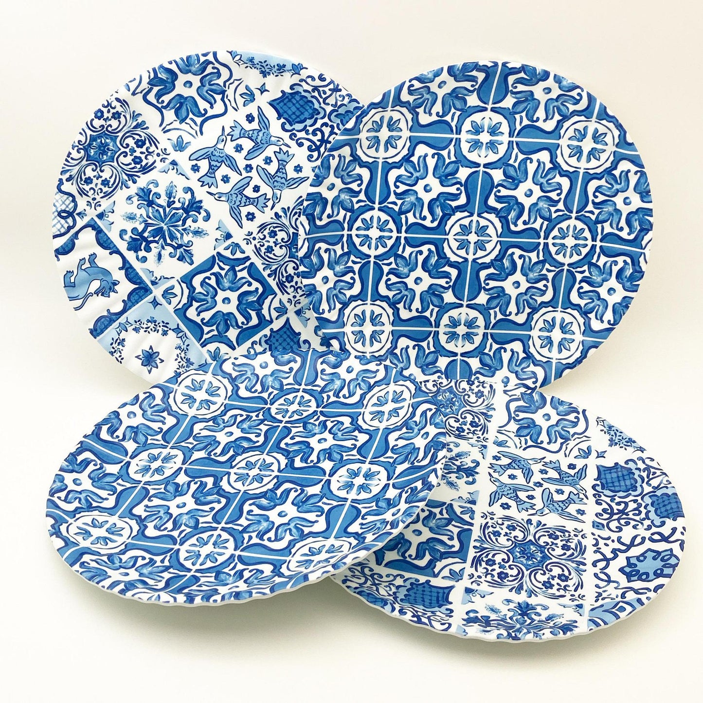 Plate - Melamine "Paper Plate" - Matching Blue Tiles