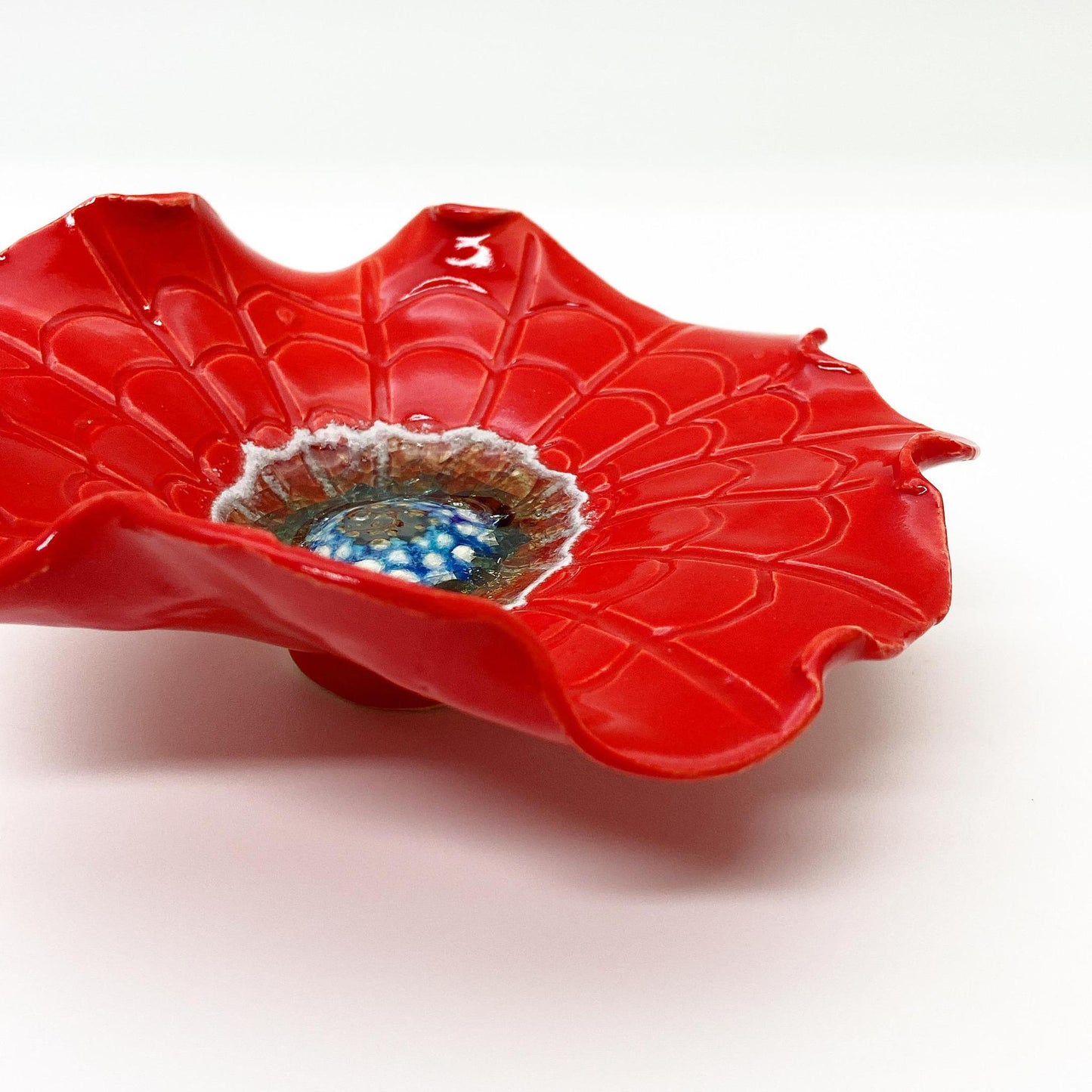 Ceramic Wall Art - "Baby Cali Poppy" - Red