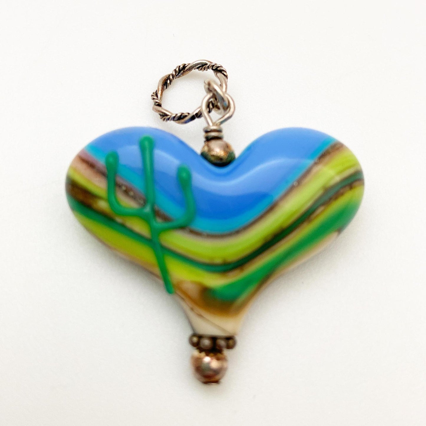 Pendant - Cactus Heart on Yellows - Handmade Glass