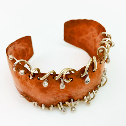 Bracelet - Copper w/ Sterling Coils - Cuff
