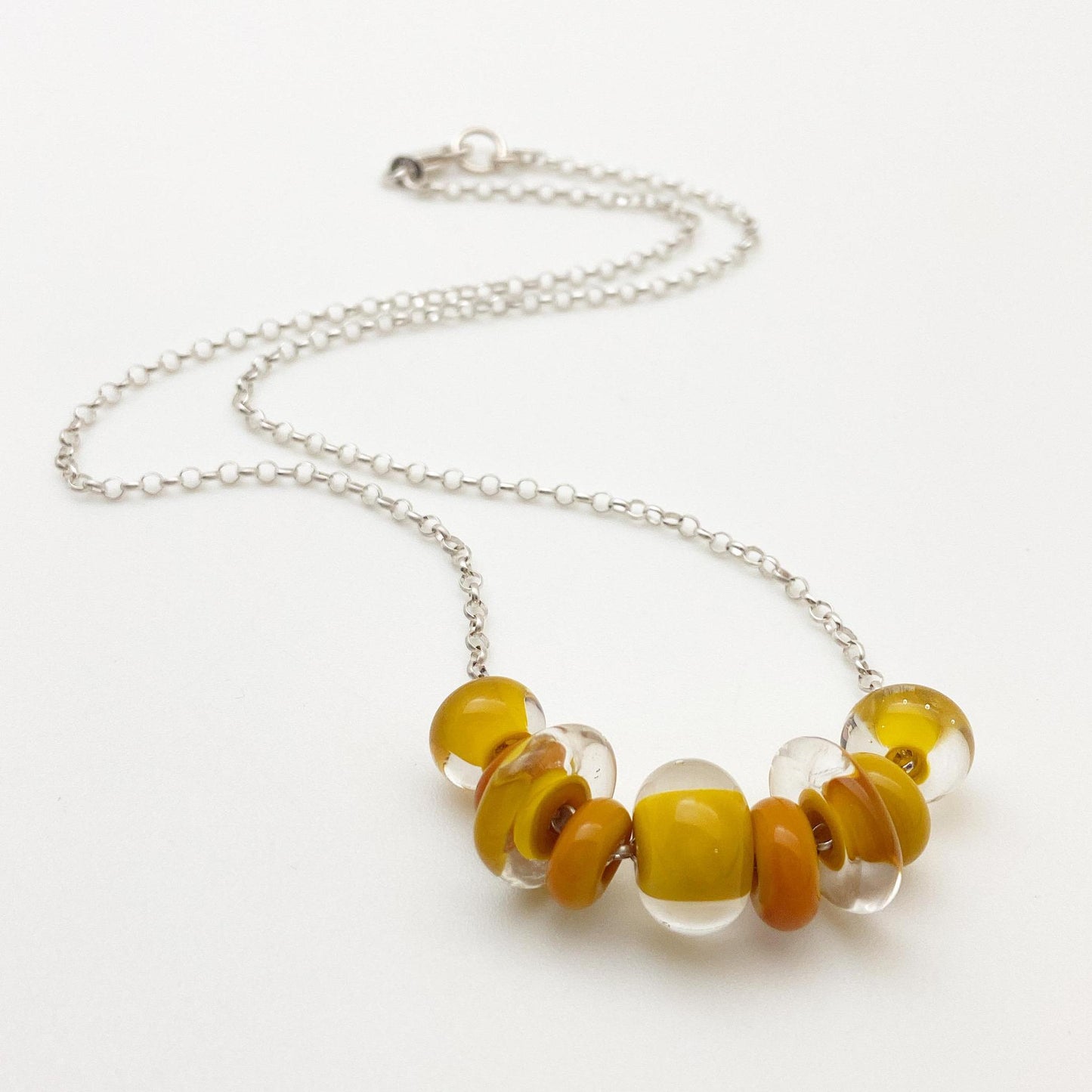Necklace - Glass "Lifesaver" Beads - Mustard