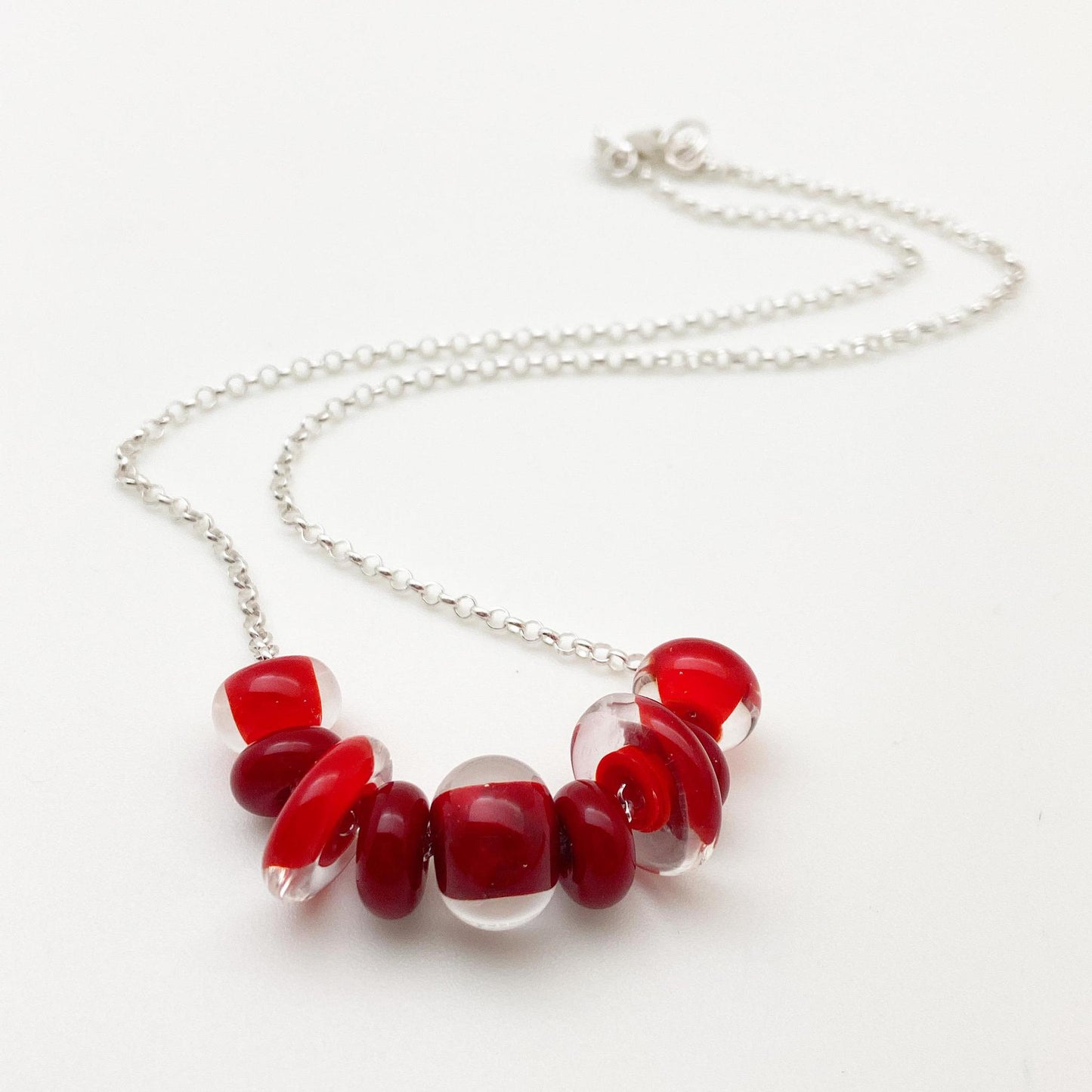 Necklace - Glass "Lifesaver" Beads - Bright Red