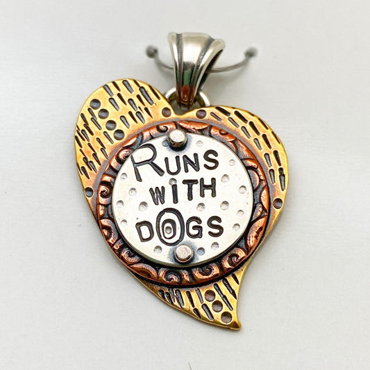 Pendant - Runs With Dogs - Small Heart