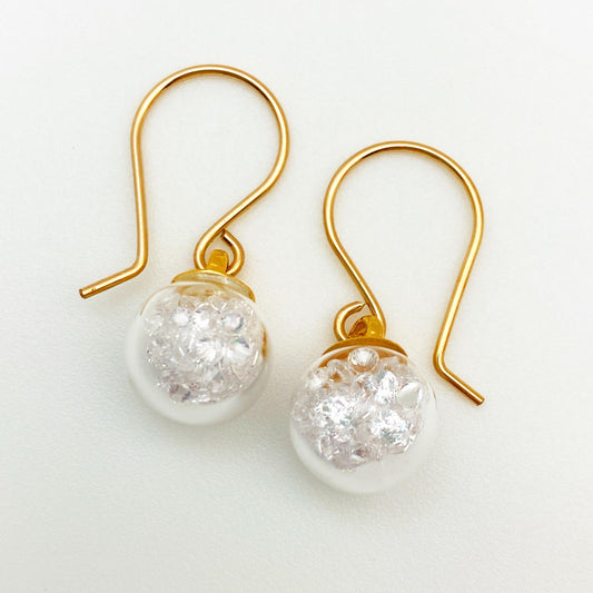 Earrings - Mini Globes - Clear Crystal Mix