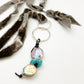 Necklace - Sterling Hoops and Corded Pearl and Turquoise on Grey Silk Velvet