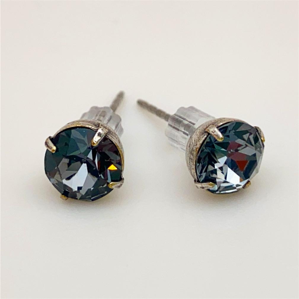 Stud Earrings - Real Crystals in Sterling Silver Bezel