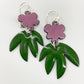 Earrings - Pink Hibiscus Flower - Enamel on Copper