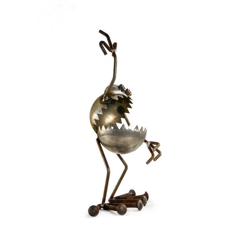 Sculpture - Large "Give 'em The Bird" Monster - Reclaimed Metal