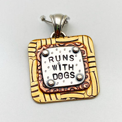 Pendant - Runs With Dogs - Small Square