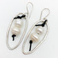 Earrings - Oval Hoops with Pearl Beads - Sterling Originals