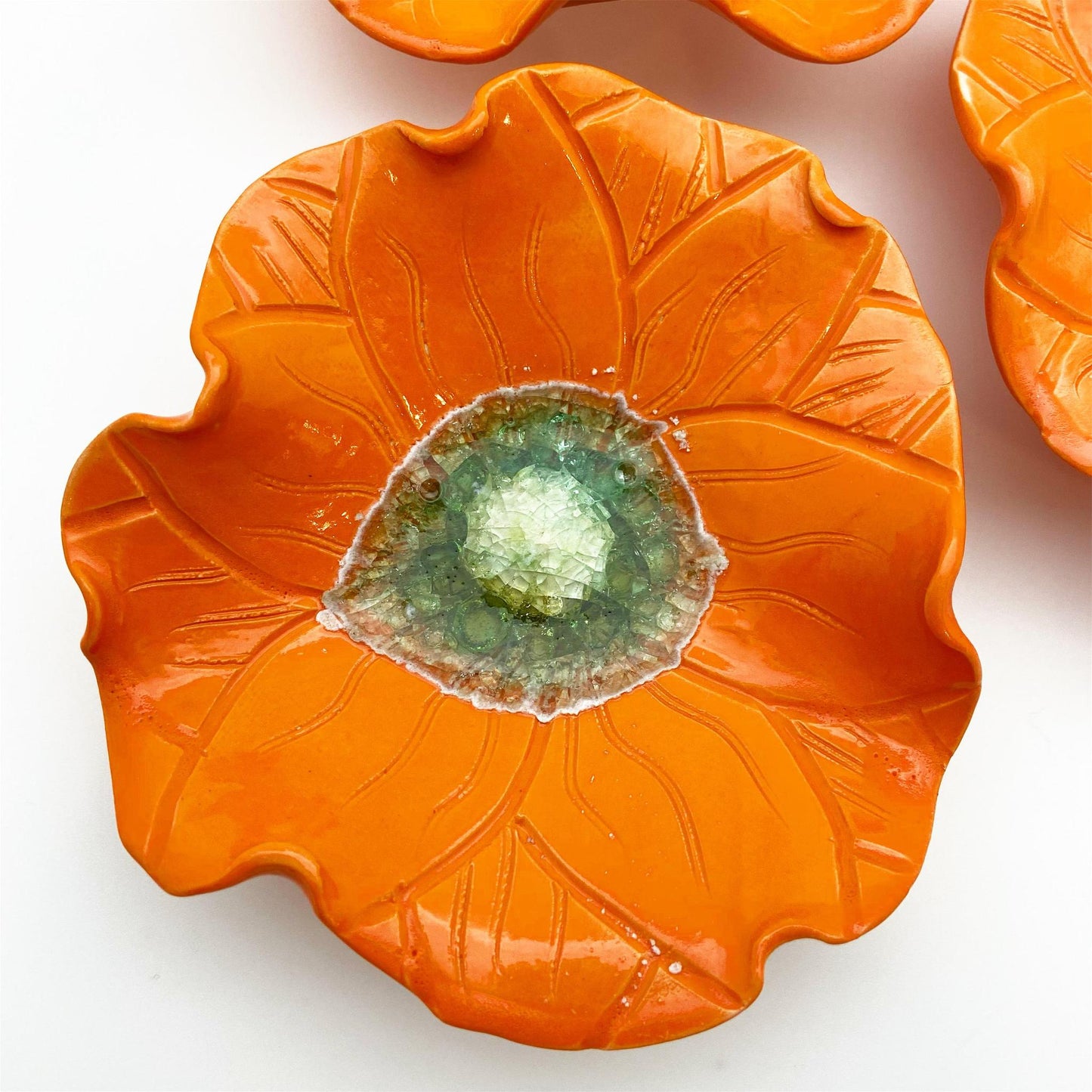 Ceramic Wall Art - "Baby California Poppy" - Orange