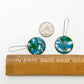 Earrings - Blue and Green Earth with Clouds - Enamel on Copper