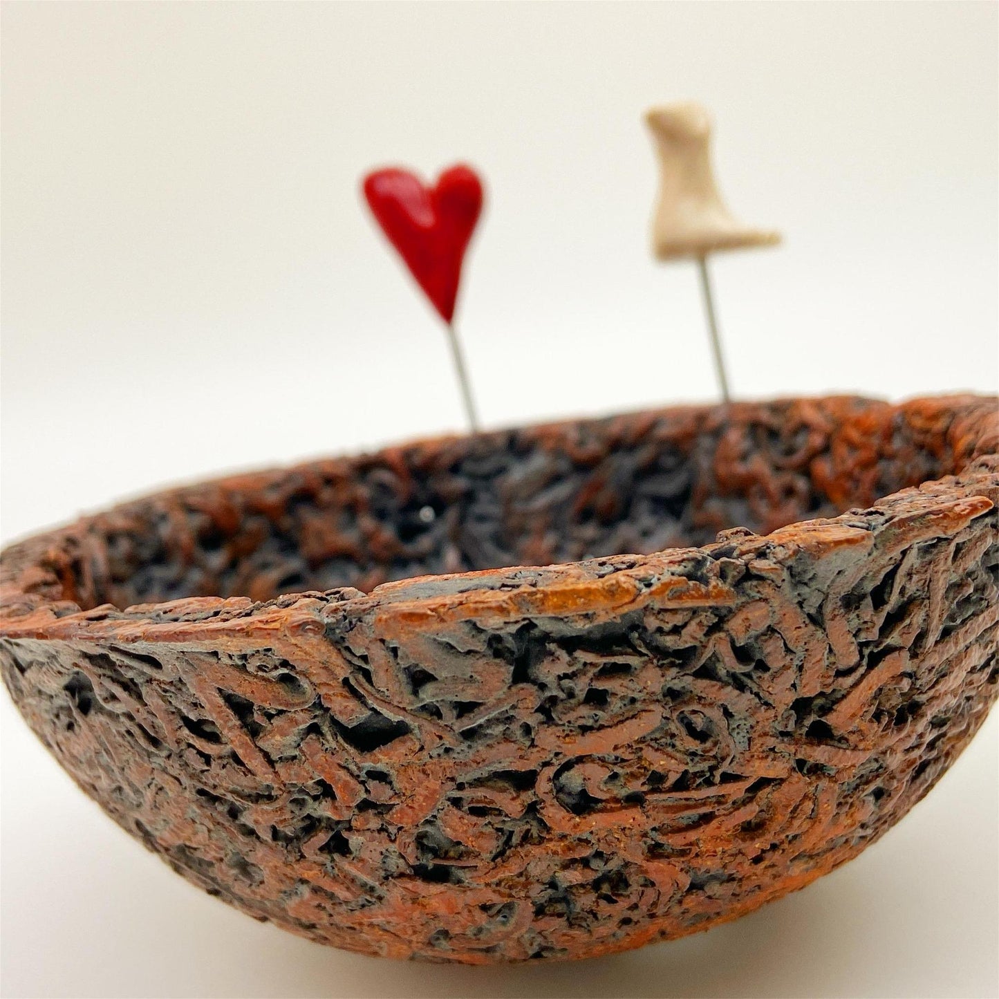 Sculpture - Nest with Bird and Heart - Ceramic