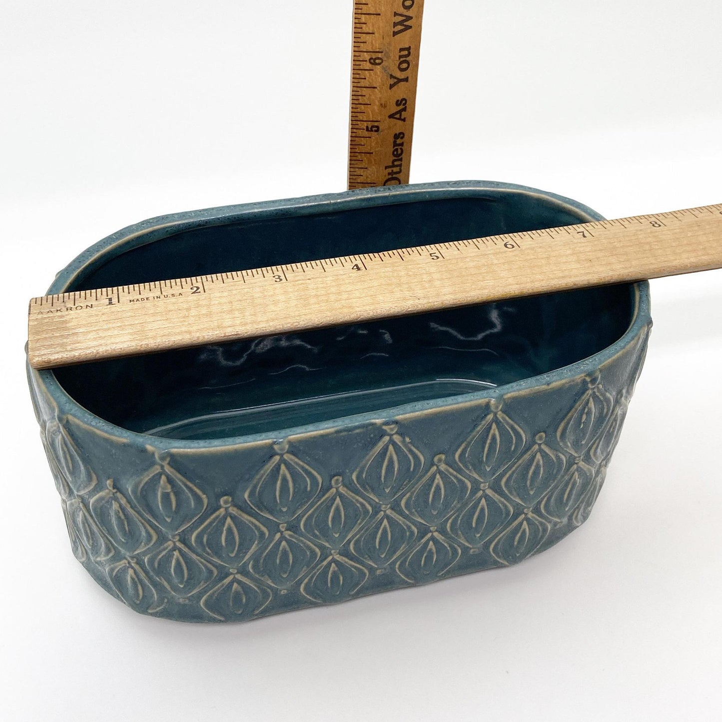 Pot - Glazed Ceramic Oval - Textured