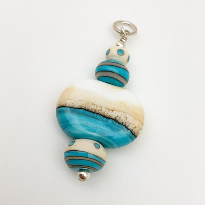 Pendant - Flat and Multicolored - Handmade Glass Beads