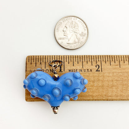 Pendant - Bumpy Glass Heart - Periwinkle - Medium