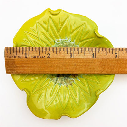 Ceramic Wall Art - "Baby Bachelor Button" - Green Opal