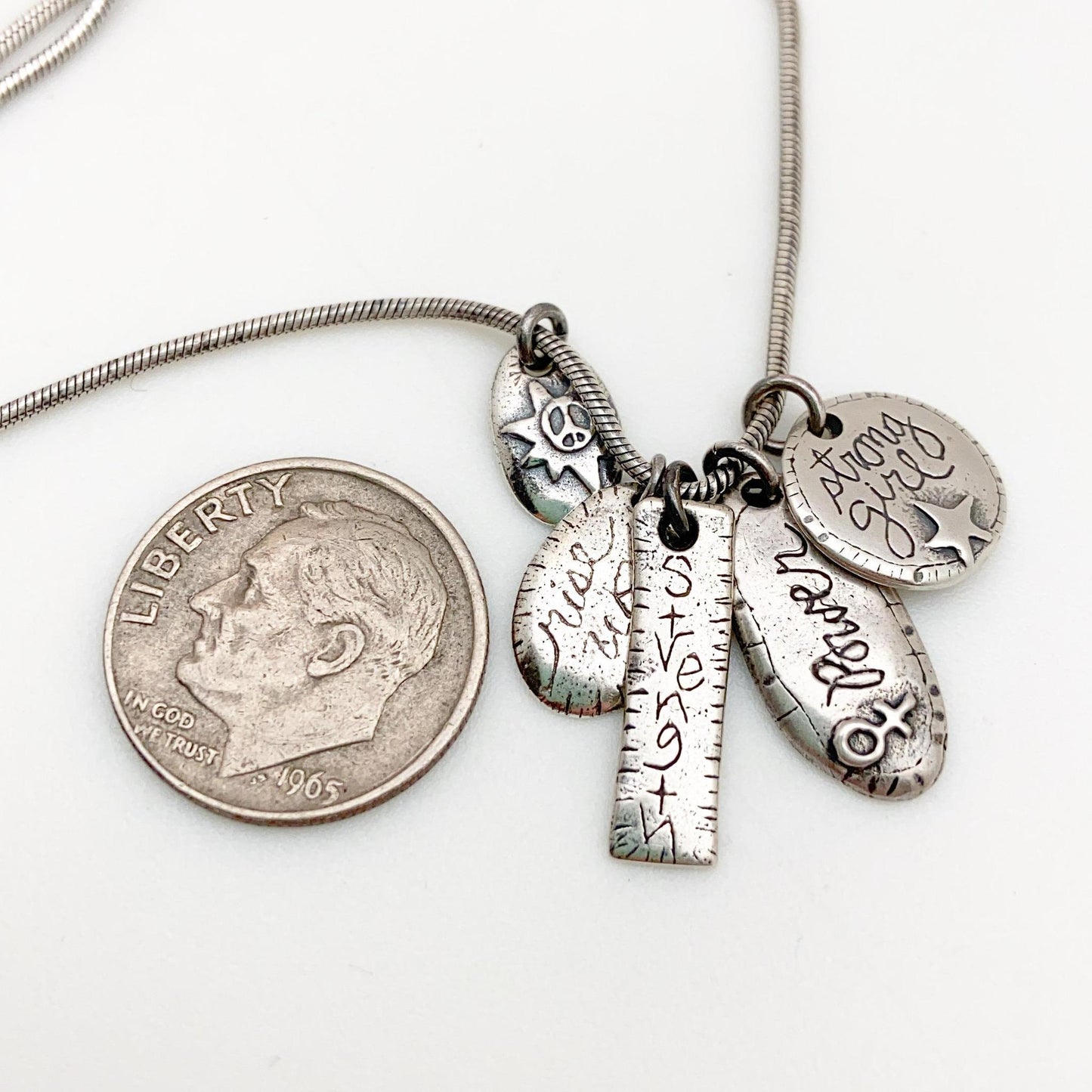 Necklace - "Strong Girl" Charms - Sterling