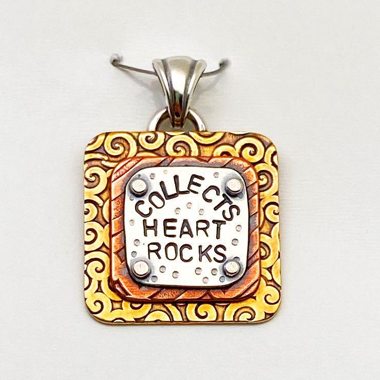 Pendant - Collects Heart Rocks - Small Square