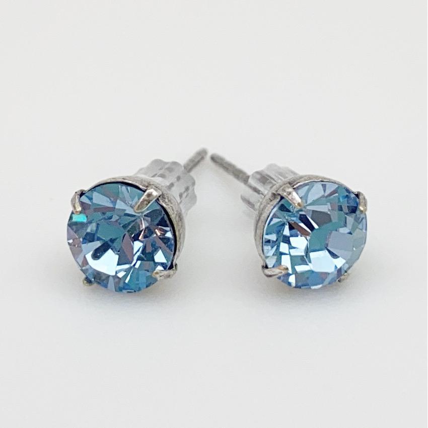 Stud Earrings - Real Crystals - Light Sapphire