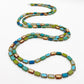 Necklace - 7-Way Furnace Glass Beads - Turquoise with Ochre - 60"