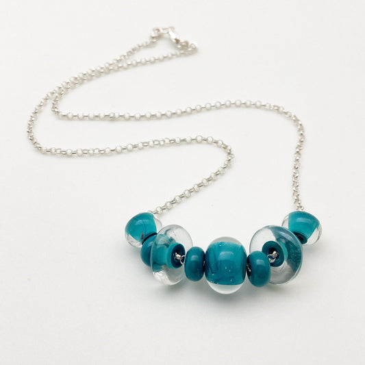 Necklace - Glass "Lifesaver" Beads - Turquoise