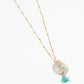 Necklace - Reclaimed Glass Ring on 14kt Goldfill - Antique Clear with Light Blue Tassel