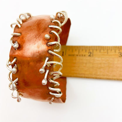 Bracelet - Copper w/ Sterling Coils - Cuff