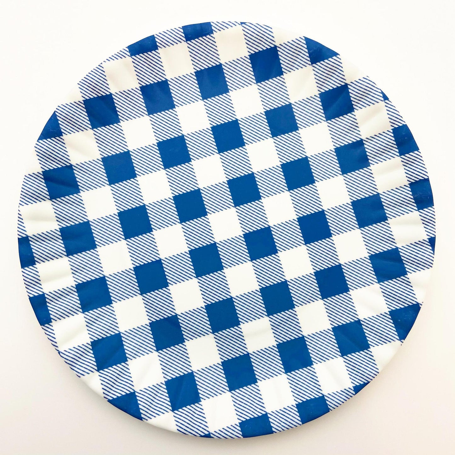 Plate - Melamine "Paper Plate" - Blue Gingham