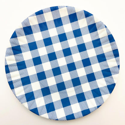 Plate - Melamine "Paper Plate" - Blue Gingham