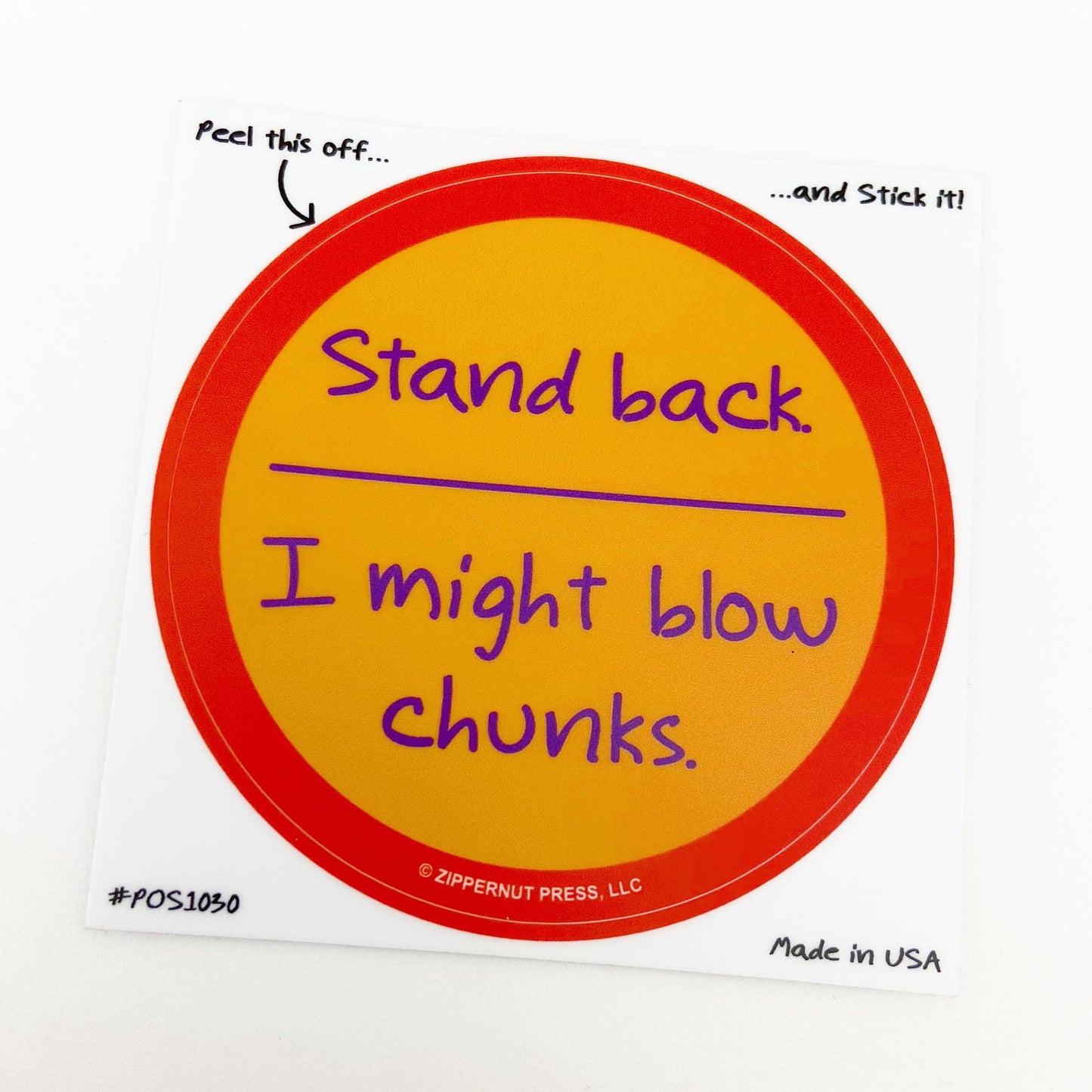 Sticker - Blow Chunks - Zippernut Press