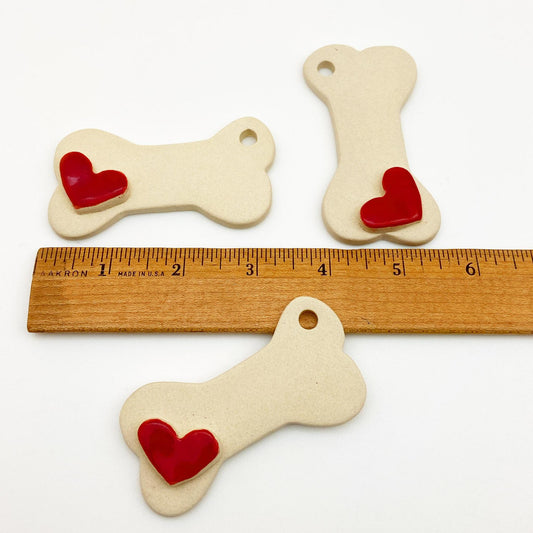 Ornament/Wall Talisman - Bone with 3D Heart - Ceramic
