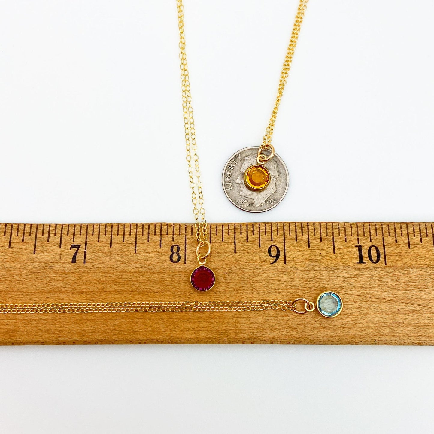 Necklace - Dainty Gem-Tone Crystal Pendant - Amethyst