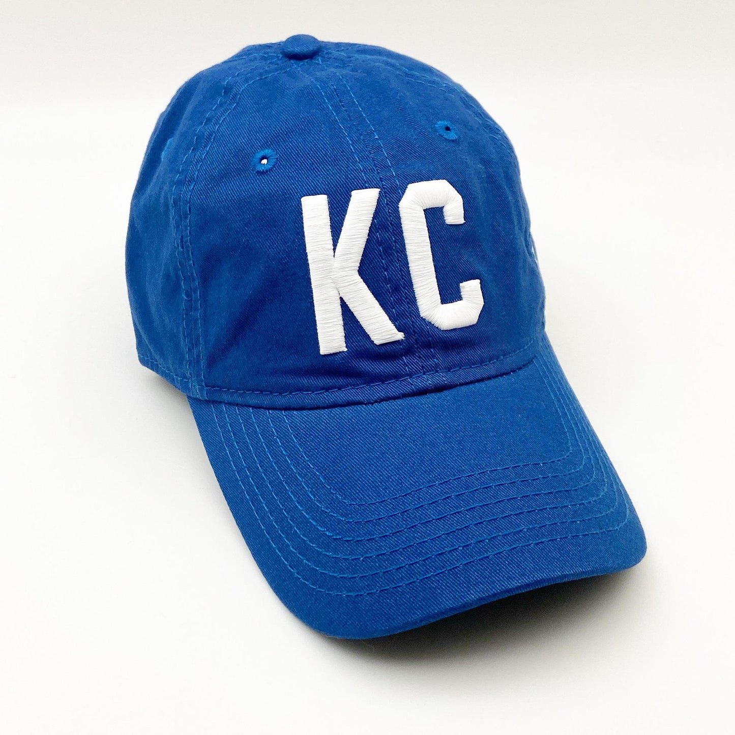 Ballcap - KC - White on Bright Blue