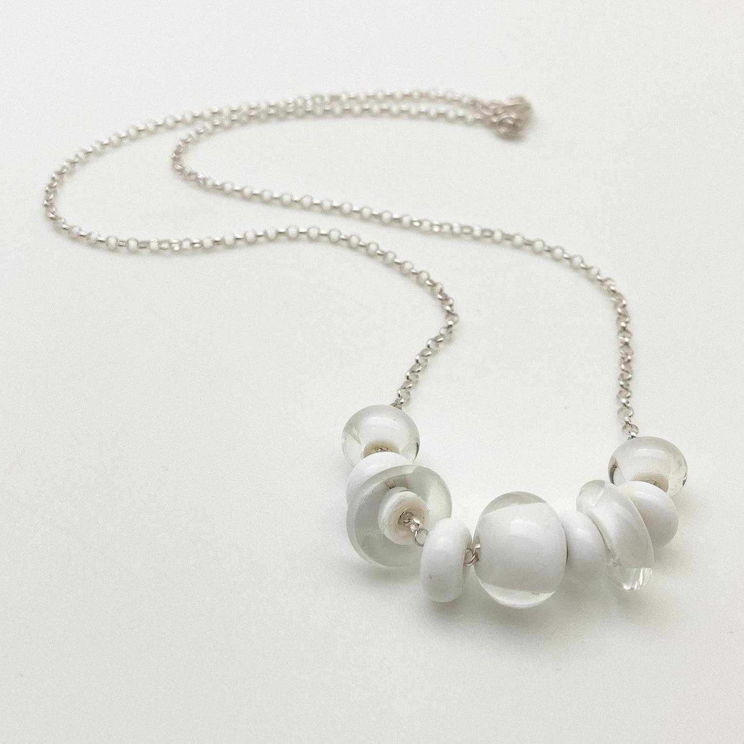 Necklace - Glass "Lifesaver" Beads - White