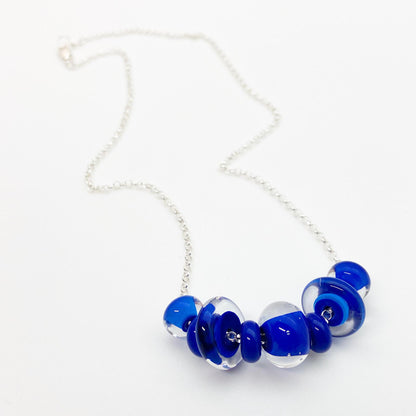 Necklace - Glass "Lifesaver" Beads - Cobalt Blue