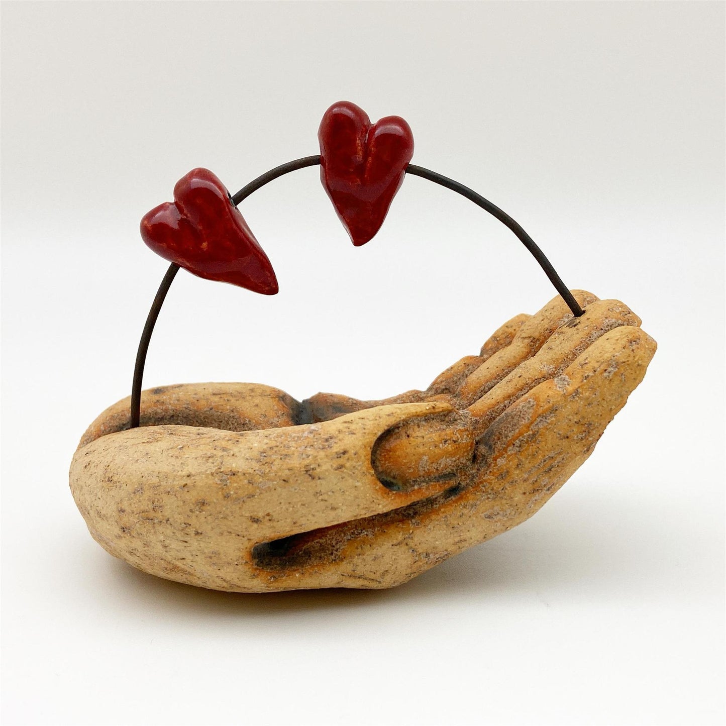 Sculpture - Strung Hearts on Hand (Small) - Ceramic
