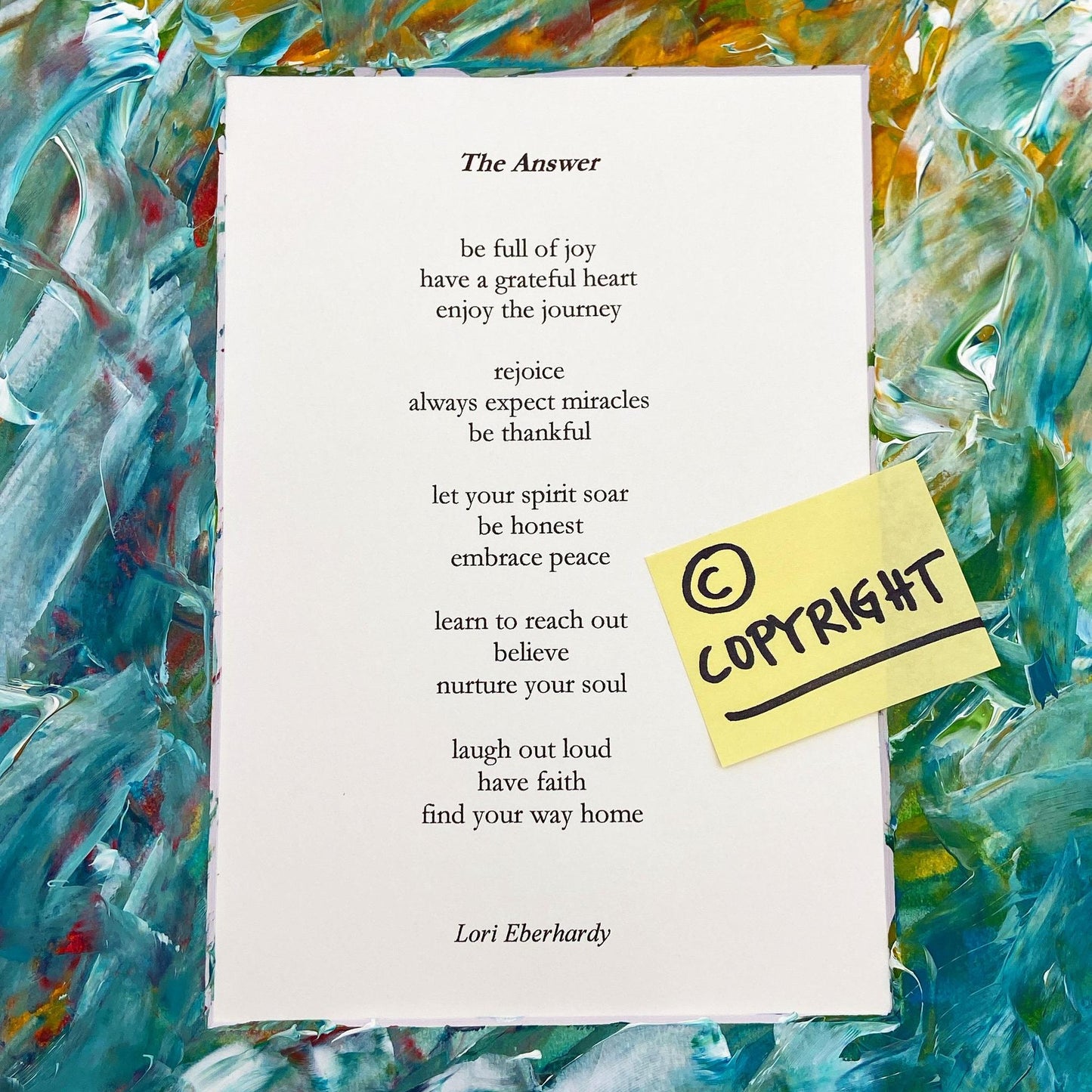 Original Poem Art Print - "The Answer" - Hand-Painted Matte