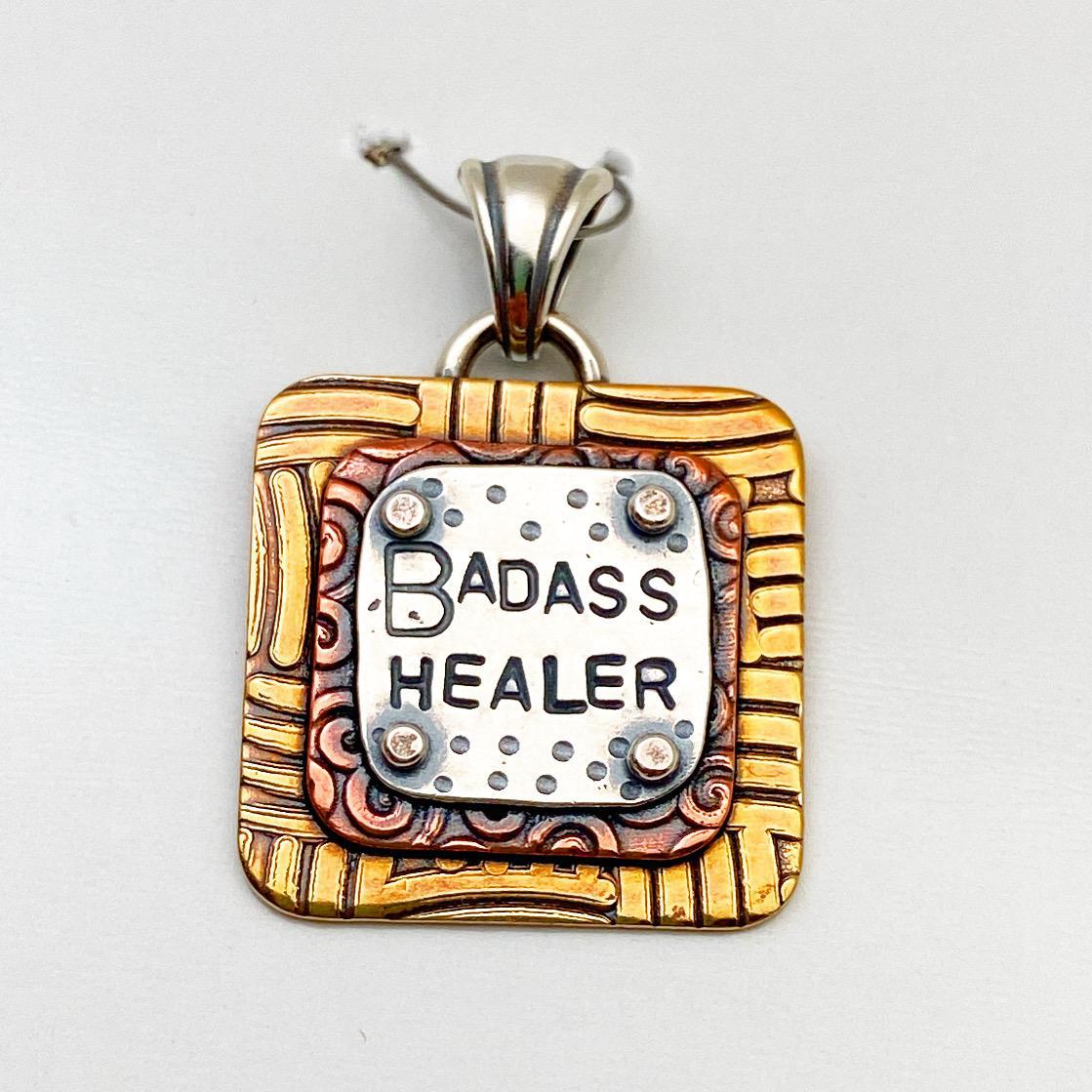 Pendant - Badass Healer - Small Square